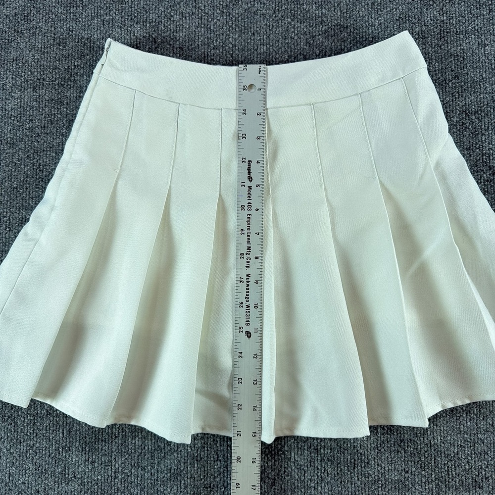 Fashion & dyt White Pleated Mini Skirt Preppy Tennis Schoolgirl Size Medium - Picture 2 of 5